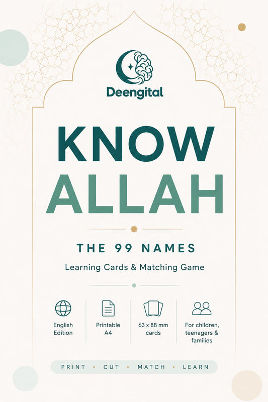 🌙 99 Names of Allah – Printable Learning Cards & Matching Game