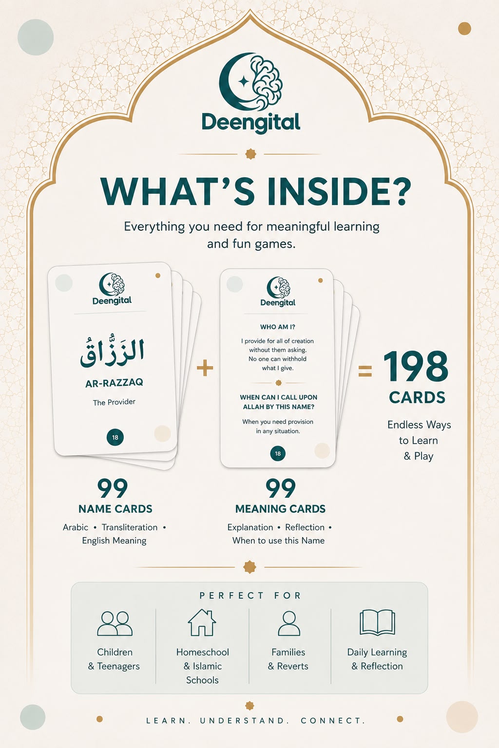 🌙 99 Names of Allah – Printable Learning Cards & Matching Game